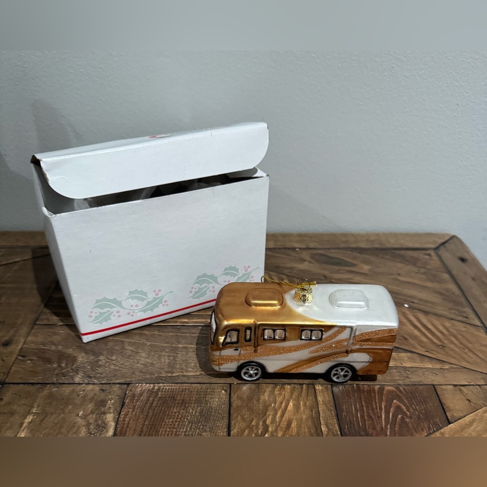 Bronner’s Christmas Camper Camping Van Vehicle Glass Tree Ornament